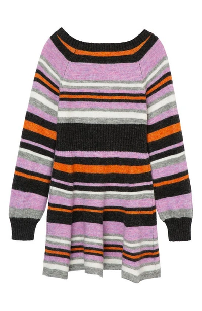 Shop Habitual Kid's Stripe Fit & Flare Sweater Dress In Multi