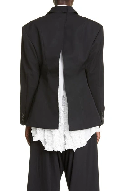 Shop Comme Des Garçons Slit Back Wool Gabardine Jacket In Black