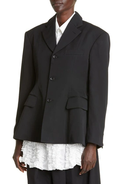 Shop Comme Des Garçons Slit Back Wool Gabardine Jacket In Black