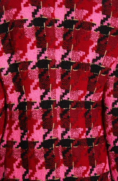 Shop Versace Macro Check Single Breasted Virgin Wool Blend Tweed Blazer In Parade Red Fuchsia