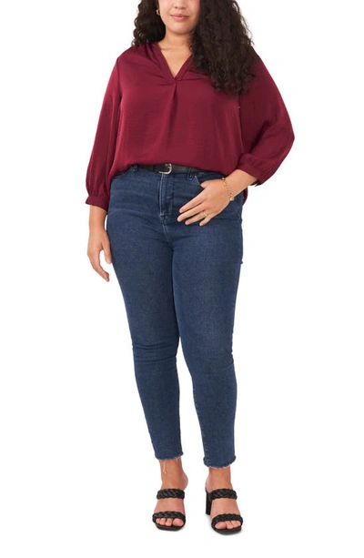 Vince Camuto Rumple Satin Blouse In Crisp Merlot