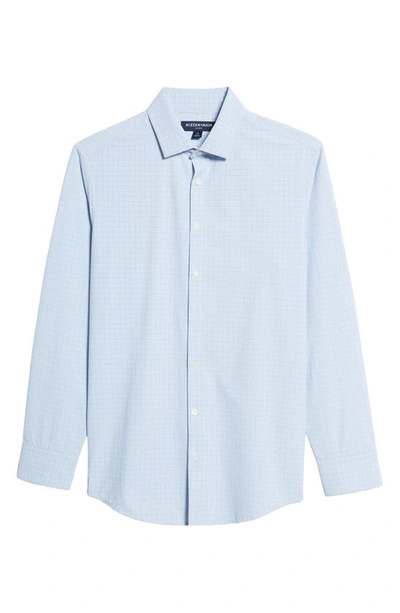 Shop Mizzen + Main Leeward Trim Fit Check Print Performance Stretch Button-up Shirt In Light Blue Mini Plaid