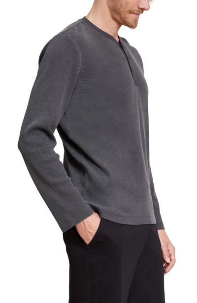 Shop Barefoot Dreams Pigment Waffle Long Sleeve Henley In Carbon