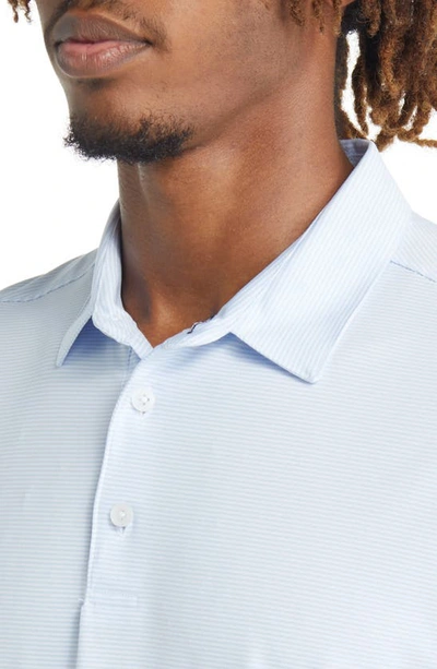Mizzen + Main Versa Stripe Performance Golf Polo In Light Blue White Stripe