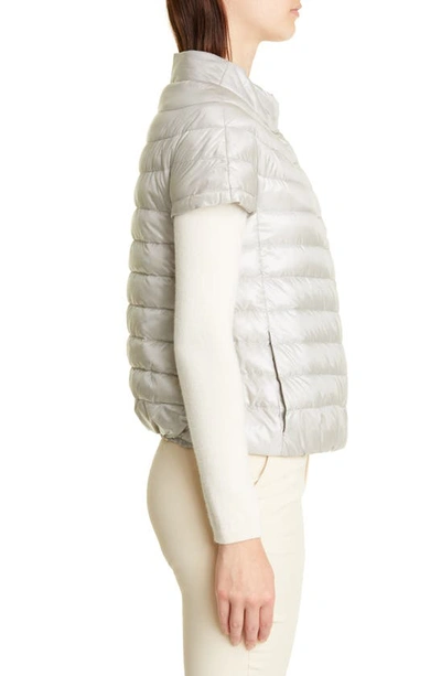 Shop Herno Emilia Cap Sleeve Quilted Down Jacket In 9402 / Silver
