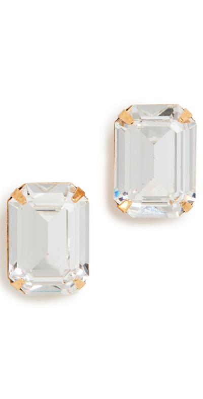 Shop Jennifer Behr Shiloh Stud Earrings In Crystal Antique Gold