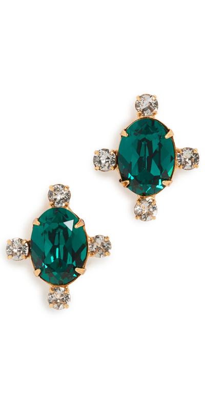 Shop Jennifer Behr Alice Stud Earrings In Emerald