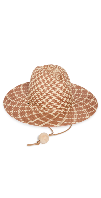 Shop Loeffler Randall Checkered Straw Hat In Natural/safari