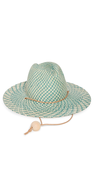 Shop Loeffler Randall Checkered Straw Hat In Natural/emerald