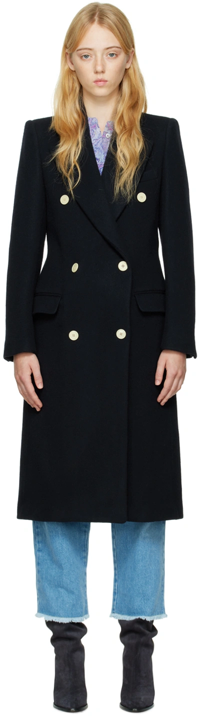 Isabel Marant Peak-lapels Double-breasted Coat In Bkmd Black Midnight