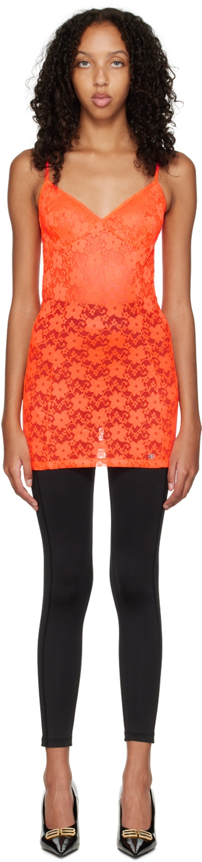 Shop Balenciaga Orange Bodycon Minidress In 7600 Fluo Orange