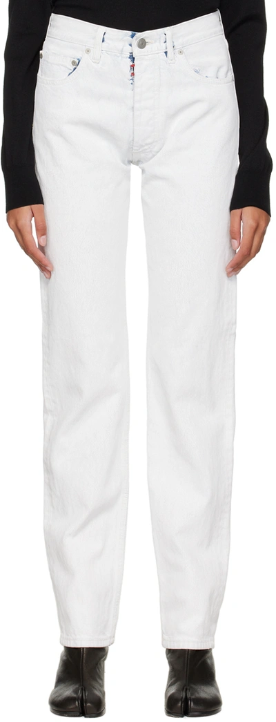 Maison Margiela Bianchetto Handpainted Staright-leg Jeans In 967 White Crack