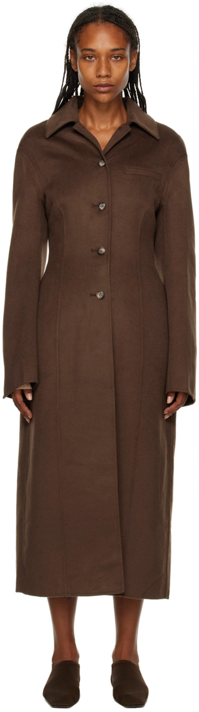 Shop Nanushka Brown Toya Coat In Soil