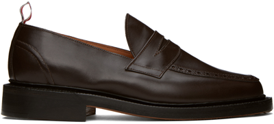 Shop Thom Browne Brown Classic Penny Loafers In 210 Brown