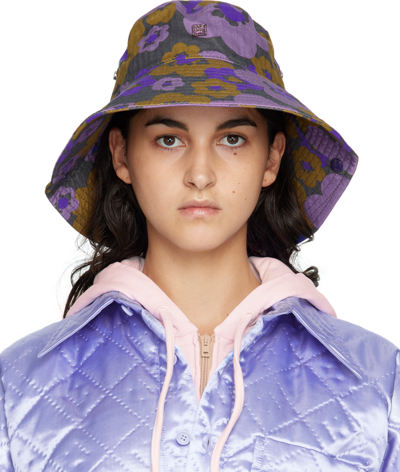 Shop Acne Studios Purple Flower Bucket Hat In Cwp Purple/brown