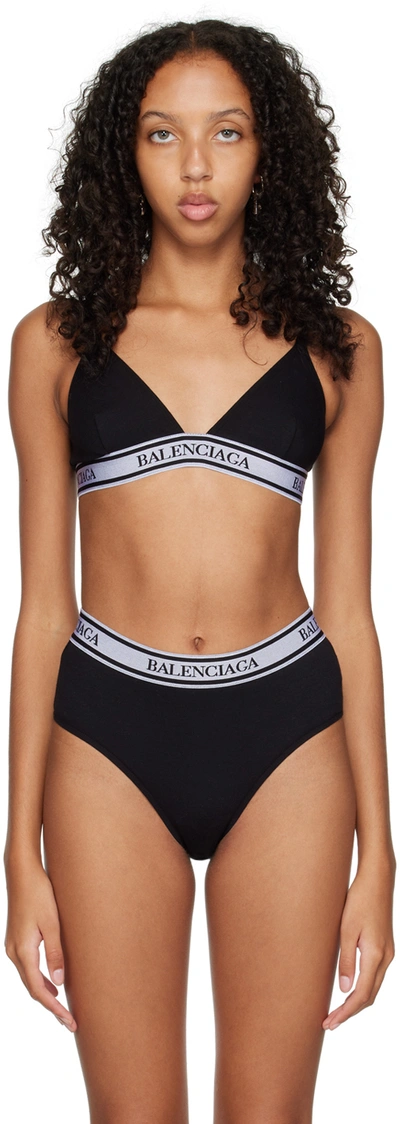 Shop Balenciaga Black Elastic Bra In 1000 Black