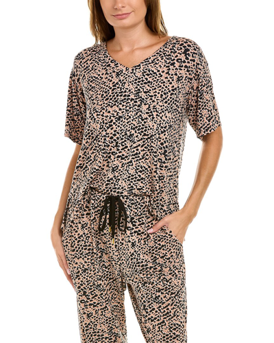 Shop Donna Karan Sleepwear 3/4-sleeve Sleep Top In Brown