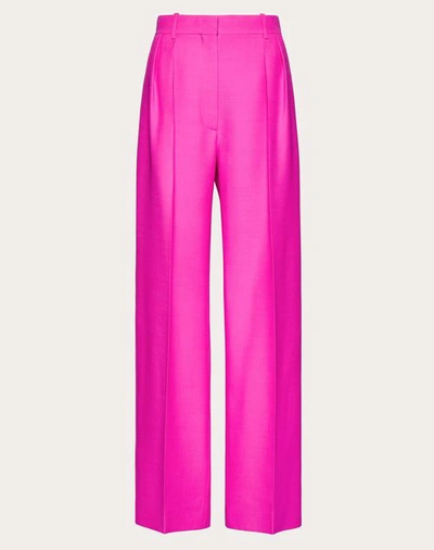 Shop Valentino Crepe Couture Trousers Woman Pink Pp 44
