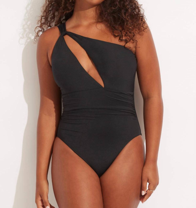 Shop Seafolly One Shoulder One Piece In Black