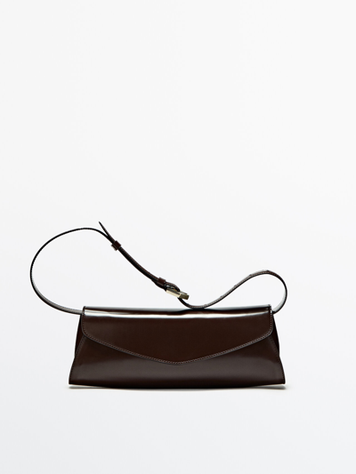 Shop Massimo Dutti Leather Bag With Detachable Strap In Brown