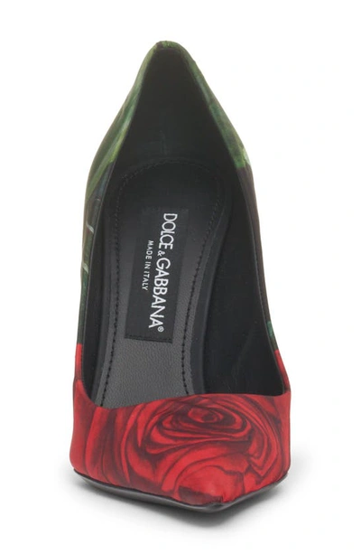 Shop Dolce & Gabbana Rose Print Pointed Toe Pump In Hn3vr Rose Rosse Fondo Nero