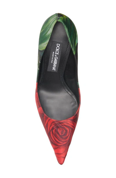 Shop Dolce & Gabbana Rose Print Pointed Toe Pump In Hn3vr Rose Rosse Fondo Nero