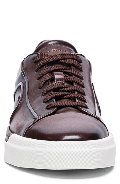 Shop Santoni Low Top Sneaker In Dark Brown