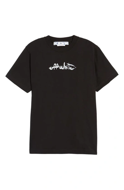 Shop Off-white Oversize Paint Script Graphic Tee In Black/ White