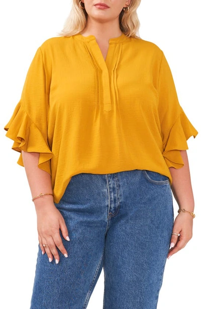 Shop Vince Camuto Ruffle Sleeve Blouse In Honey Pot