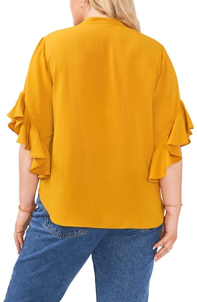 Shop Vince Camuto Ruffle Sleeve Blouse In Honey Pot