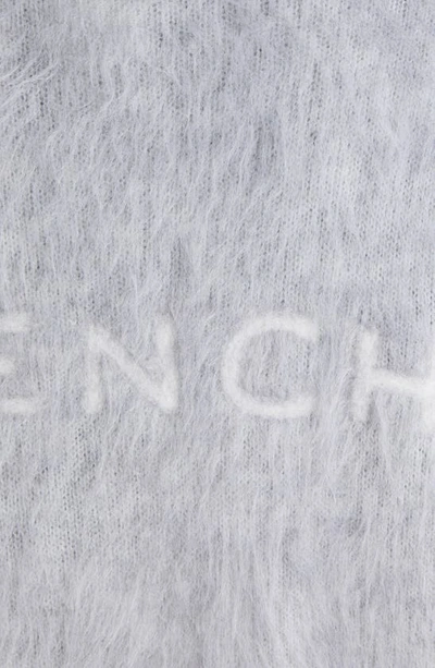 Shop Givenchy Mohair, Wool & Cashmere Blend Logo Cardigan In Light Grey