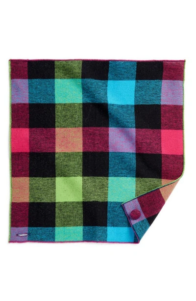 Clifton Wilson Buffalo Check Cotton Flannel Pocket Square In Fuchsia