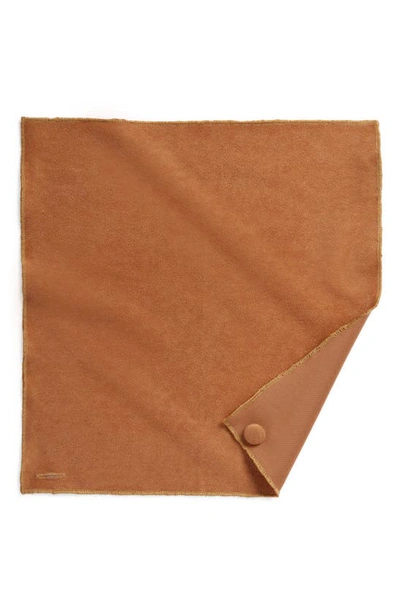 Shop Clifton Wilson Solid Sueded Cotton Pocket Square In Tan