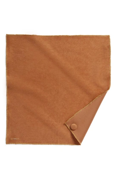 Clifton Wilson Solid Sueded Cotton Pocket Square In Tan