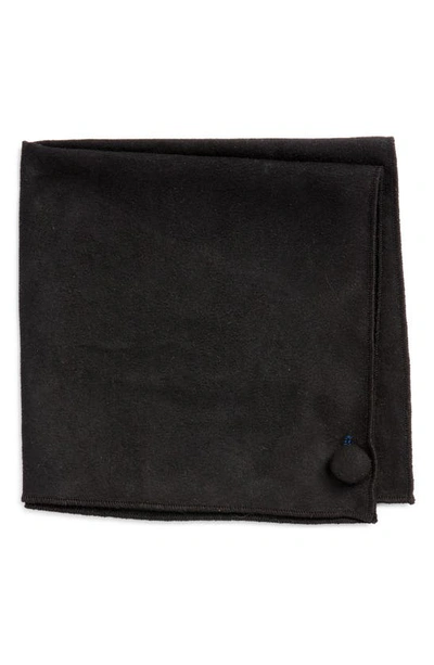 Shop Clifton Wilson Black Sueded Cotton Pocket Square