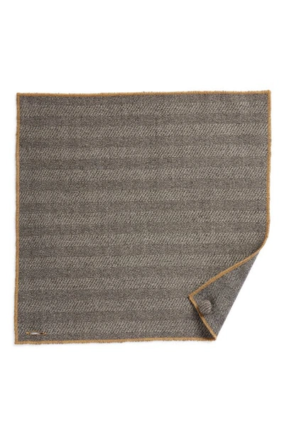 Clifton Wilson Herringbone Wool Pocket Square In Grey