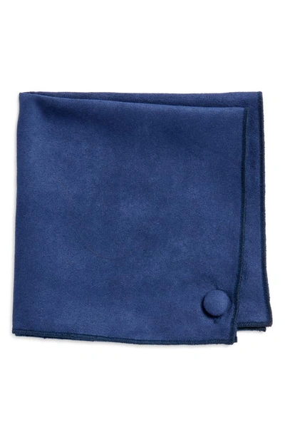 Shop Clifton Wilson Solid Sueded Cotton Pocket Square In Navy
