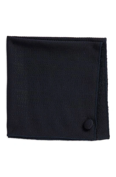 Shop Clifton Wilson Textured Wool Pocket Square In Navy
