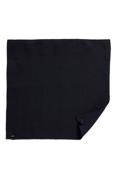 Shop Clifton Wilson Textured Wool Pocket Square In Navy
