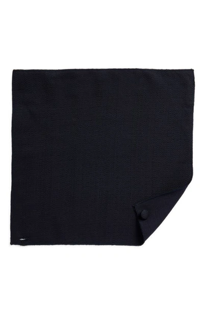 Clifton Wilson Textured Wool Pocket Square In Navy