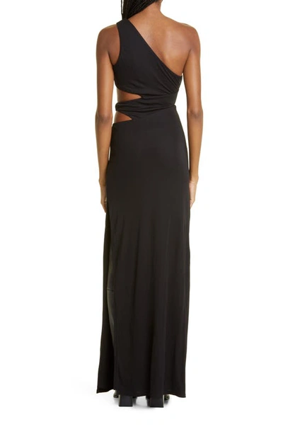 Shop Staud Letta Cutout One-shoulder Maxi Dress In Black