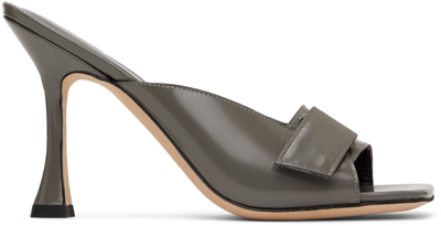 Shop By Far Gray Olivia Mules In Cem Cement