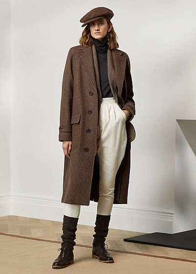 Karima Glen Plaid Double-faced Wool Coat In Brown Multi