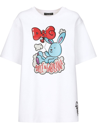 Shop Dolce & Gabbana Graphic-print Short-sleeved T-shirt In White