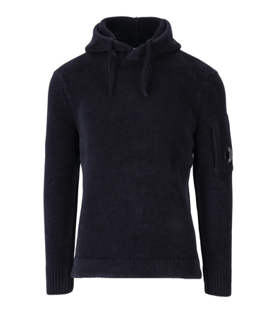 Shop C.p. Company Chenille Cotton Blue Hoodie