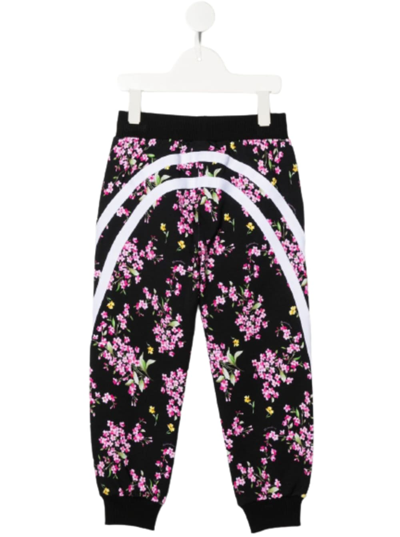 Monnalisa Jogger Bande E Risvolti St.funny Flowers In Black + Sacket Pink |  ModeSens