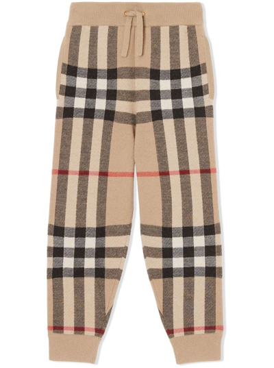 Shop Burberry Check Vintage Jogger Trousers In Blend Wool Boy  Kids In Beige