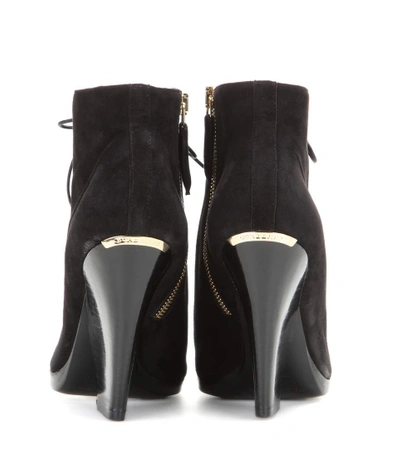 Shop Burberry Virgina Ari Suede Open-toe Ankle Boots In Black