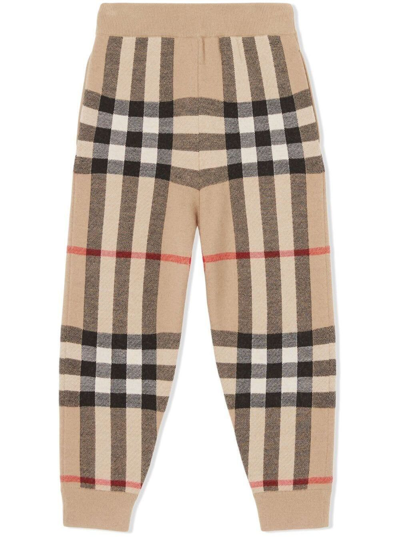 Shop Burberry Check Vintage Jogger Trousers In Blend Wool Boy  Kids In Beige