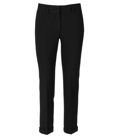 Shop Aniye By Darrel New York Black Pinstripe Trousers In Nero